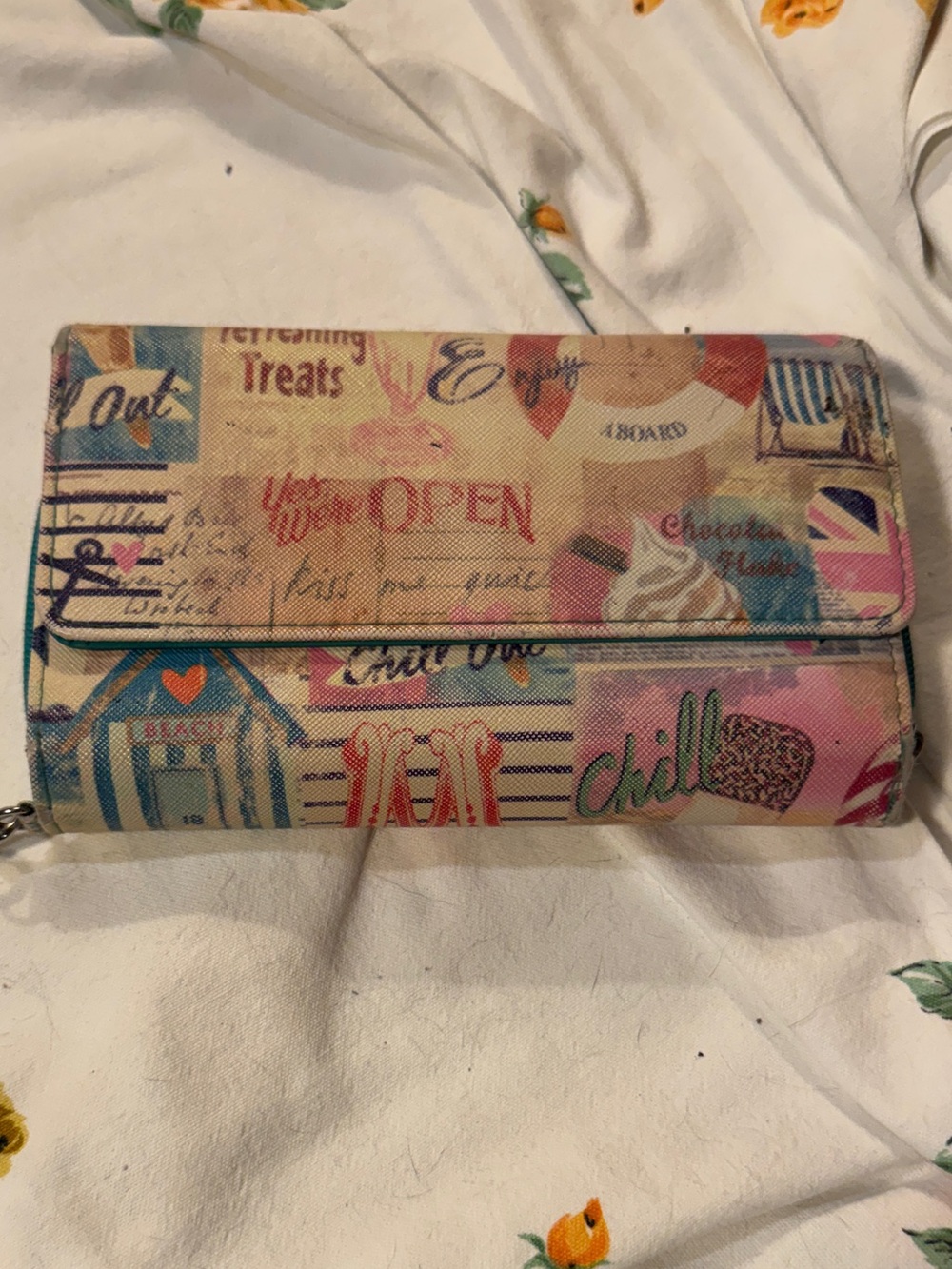 Printed Canvas Clutch Wallet - Multicolor